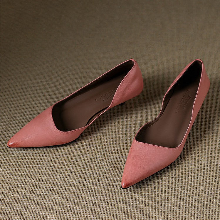 Women's Leather Kitten Heel Pumps