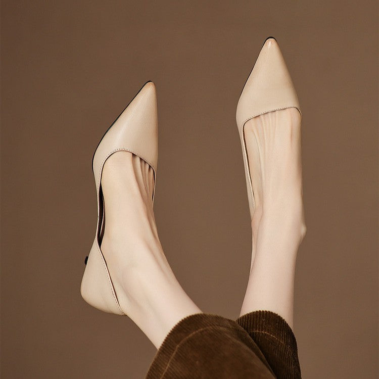 Women's Leather Kitten Heel Pumps