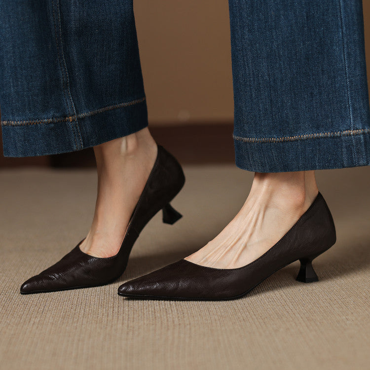 Women's Leather Low Pumps
