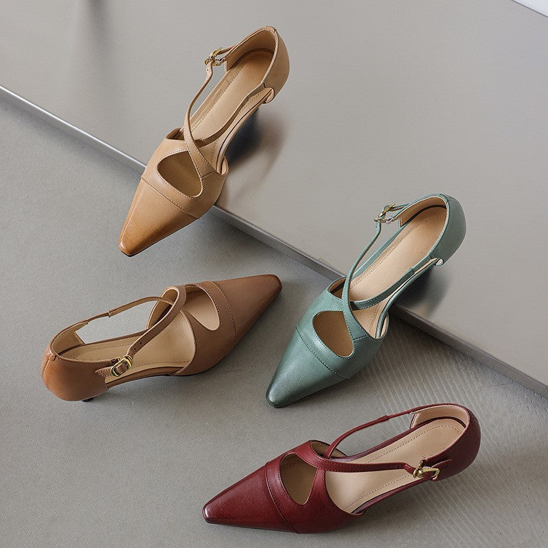 Women's Leather Mary-Jane Heels
