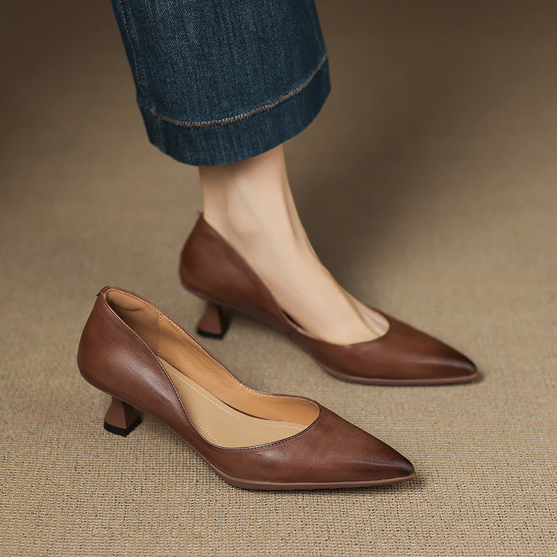 Women's Leather Kitten Heels