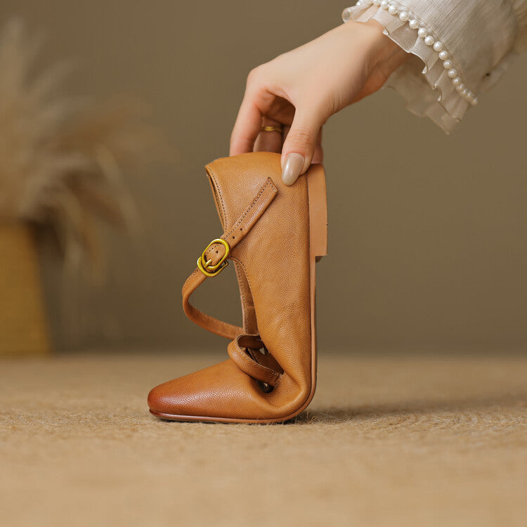 Women's Strap Leather Mary-Jane