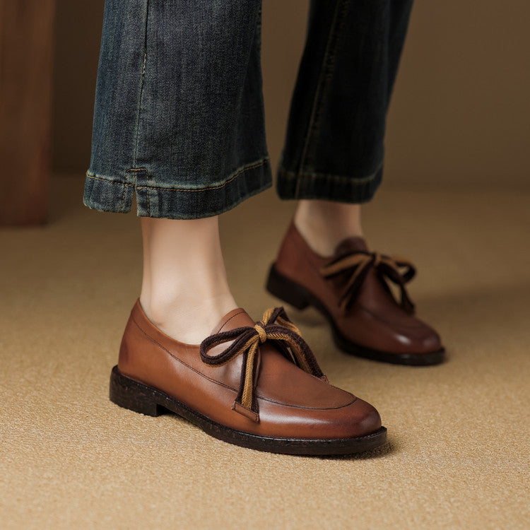 Women's Bow Leather Loafers