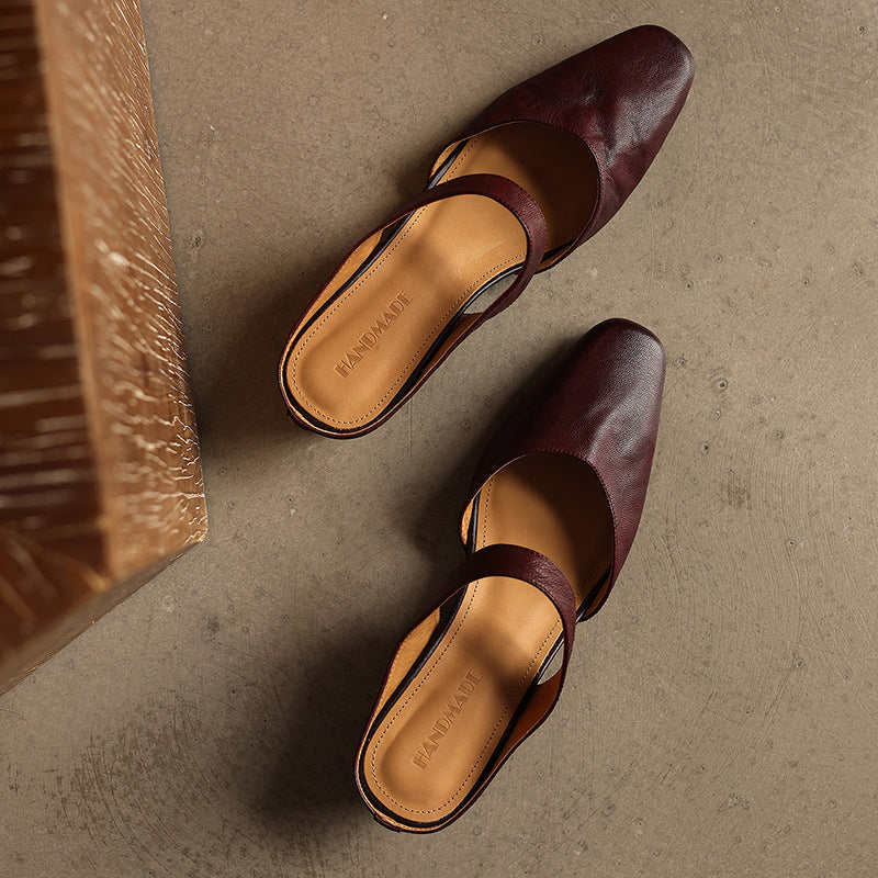 Women's Square-Toe Leather Mules