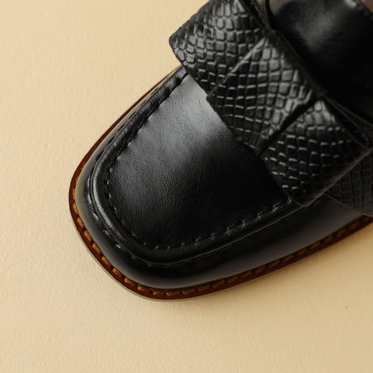 Women's Bow Leather Loafer Pumps