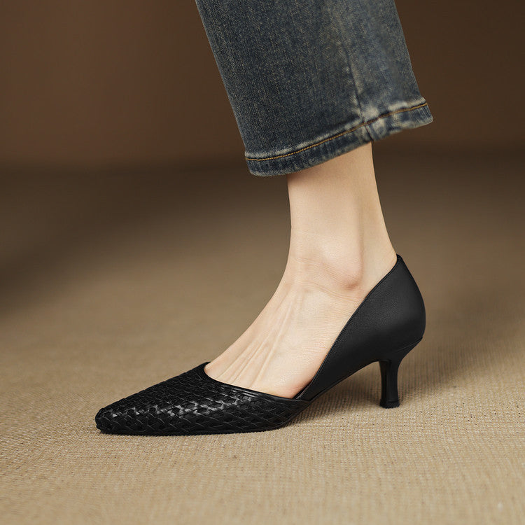Women's Woven Leather Heels