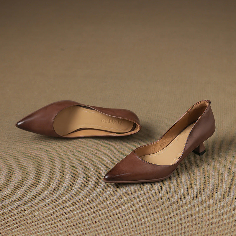Women's Leather Kitten Heels