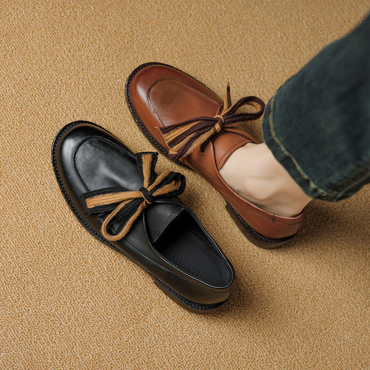 Women's Bow Leather Loafers