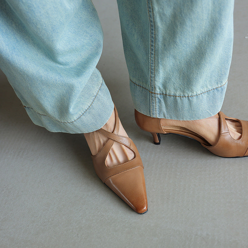 Women's Leather Mary-Jane Heels