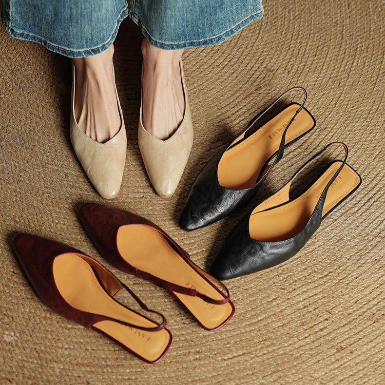Women's Slingback Leather Flats
