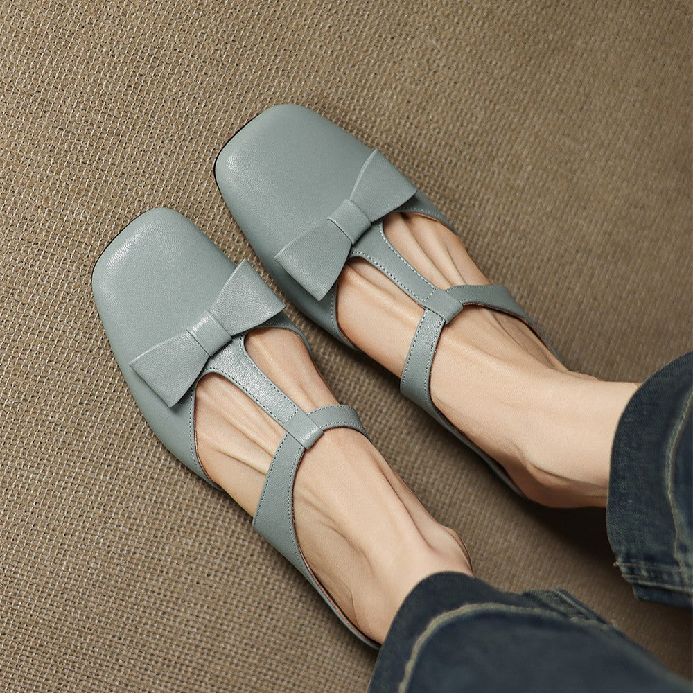 Women's Bow Lambskin Leather Mules