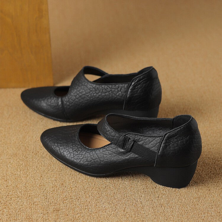 Women's Leather Mary-Jane Heels