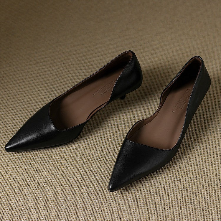 Women's Leather Kitten Heel Pumps