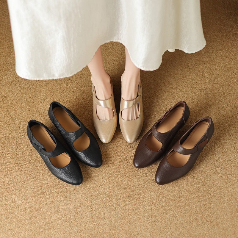 Women's Leather Mary-Jane Heels