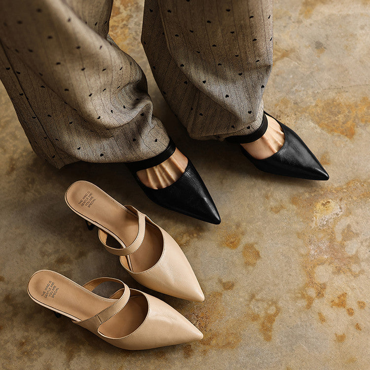 Women's Strap Leather Mules