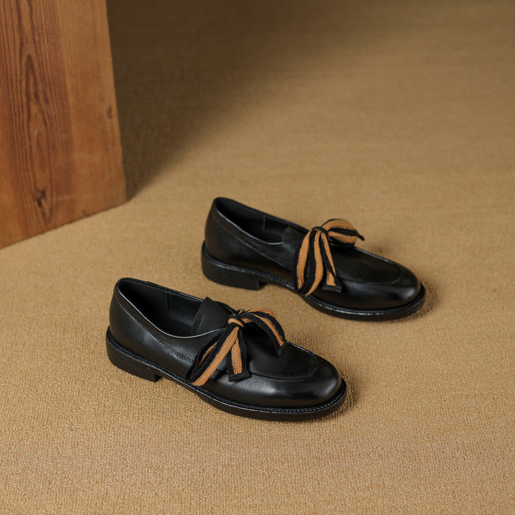 Women's Bow Leather Loafers
