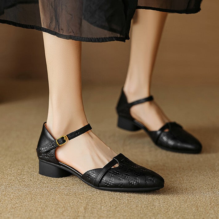 Women's Woven Leather Mary-Janes