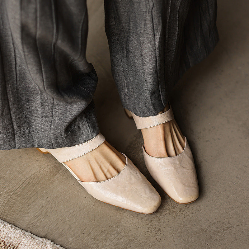 Women's Square-Toe Leather Mules