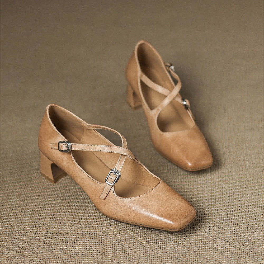 Women's Leather Kitten Heels