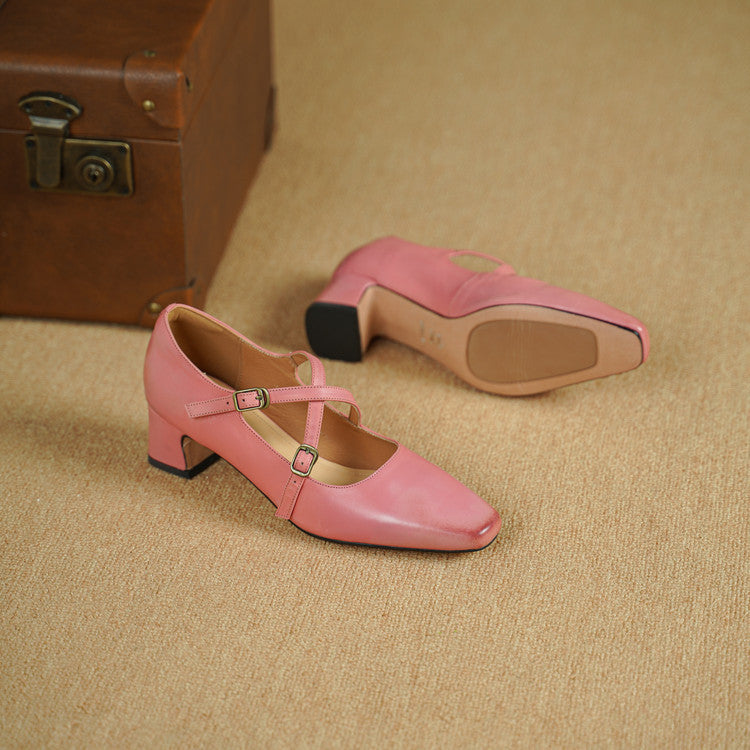 Women's Mary-Jane Leather Heels