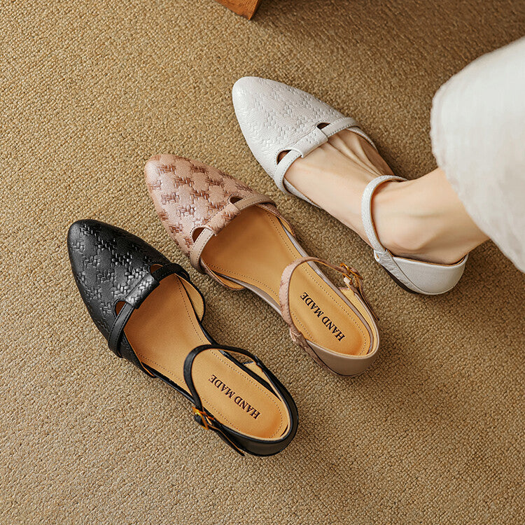Women's Woven Leather Mary-Janes