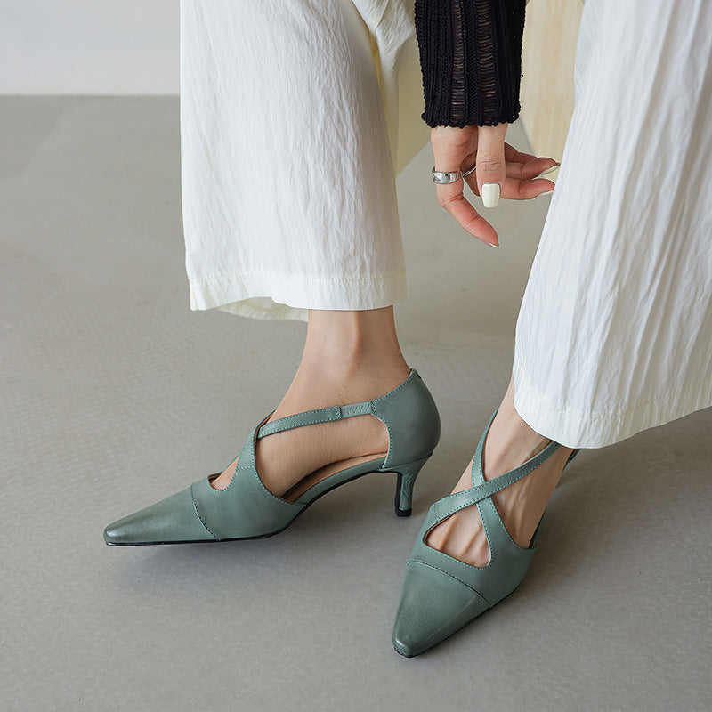 Women's Leather Mary-Jane Heels