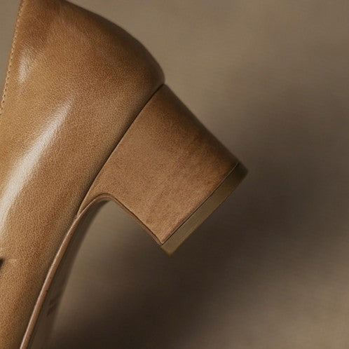 Women's Leather Block Heels