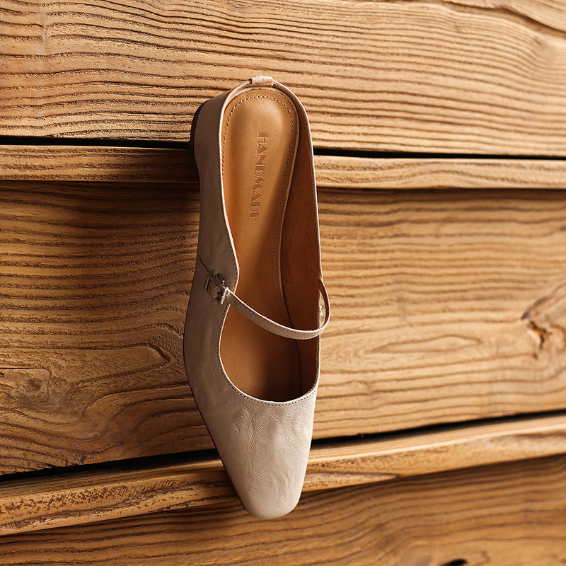 Women's Square-Toe Leather Mules