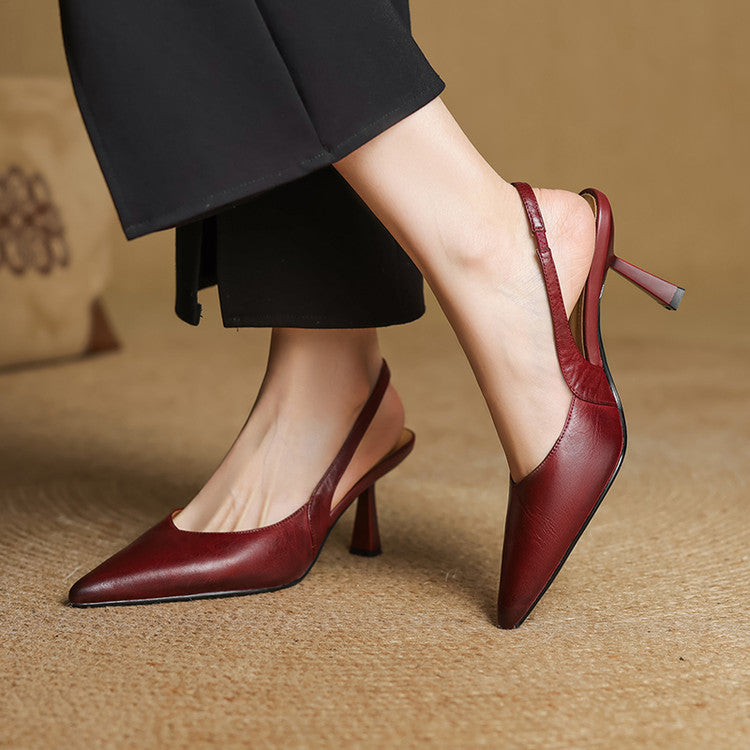 Women's Slingback Leather Heels