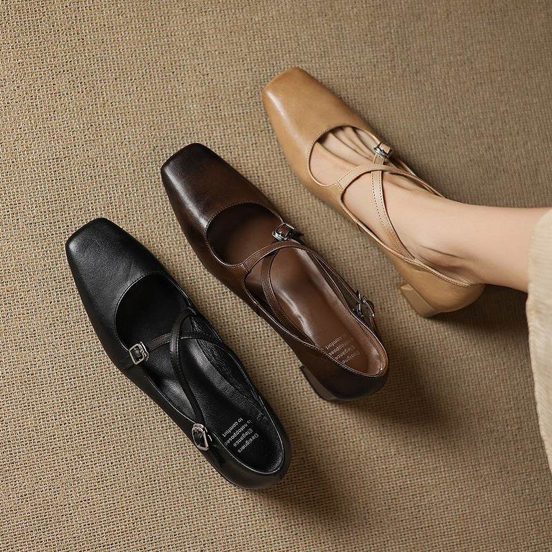 Women's Leather Kitten Heels