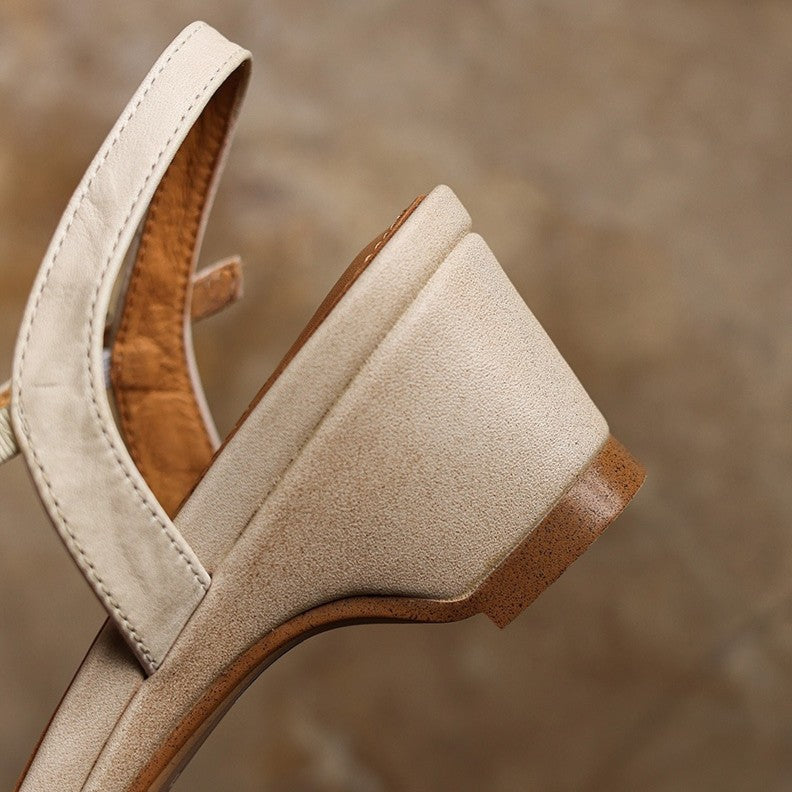 Women's Cross-Strap Leather Slingback Heels