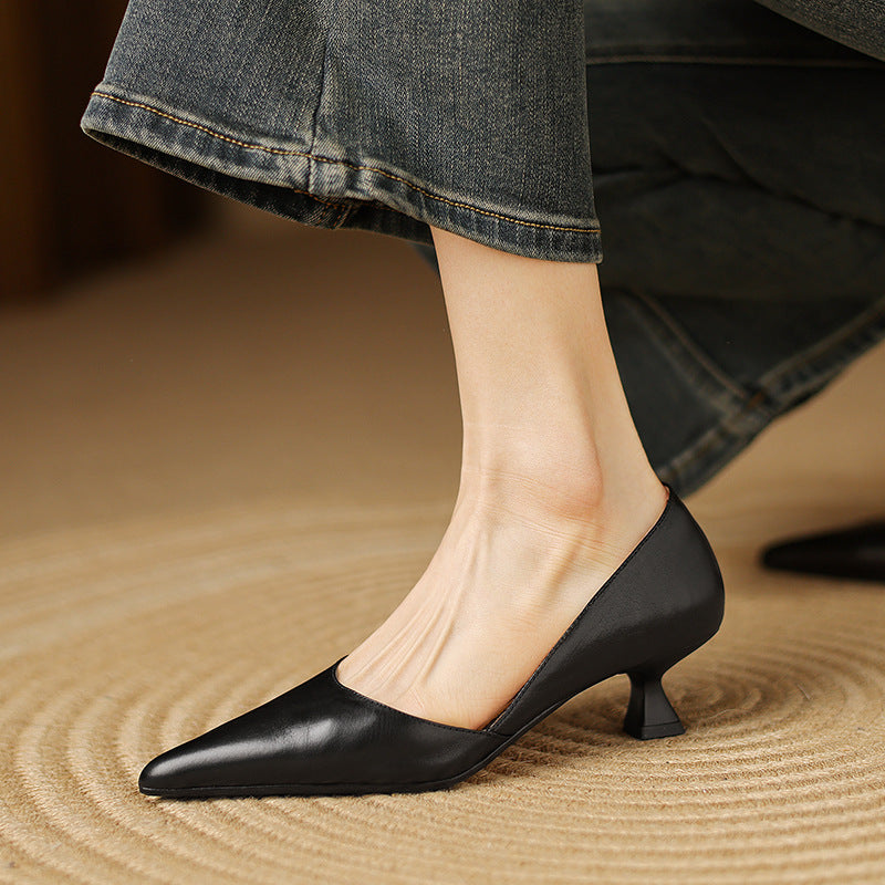 Women's Leather Kitten Heels