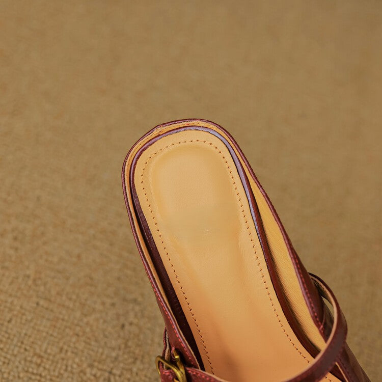 Women's Strap Leather Mules
