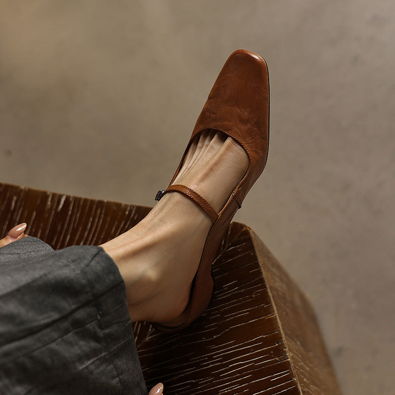 Women's Square-Toe Leather Mules