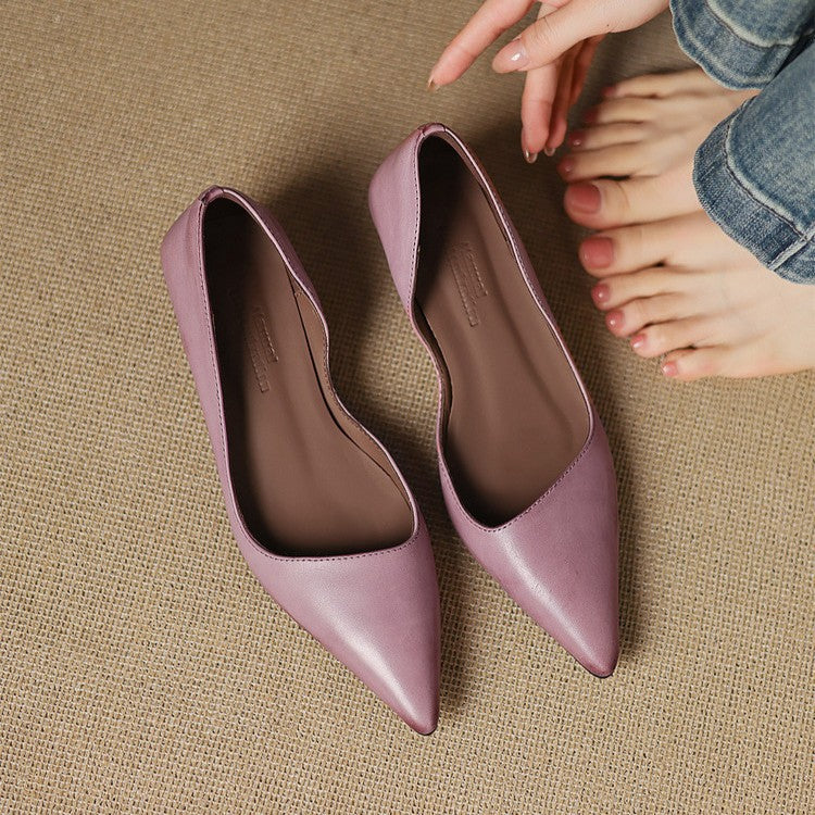 Women's Leather Kitten Heel Pumps