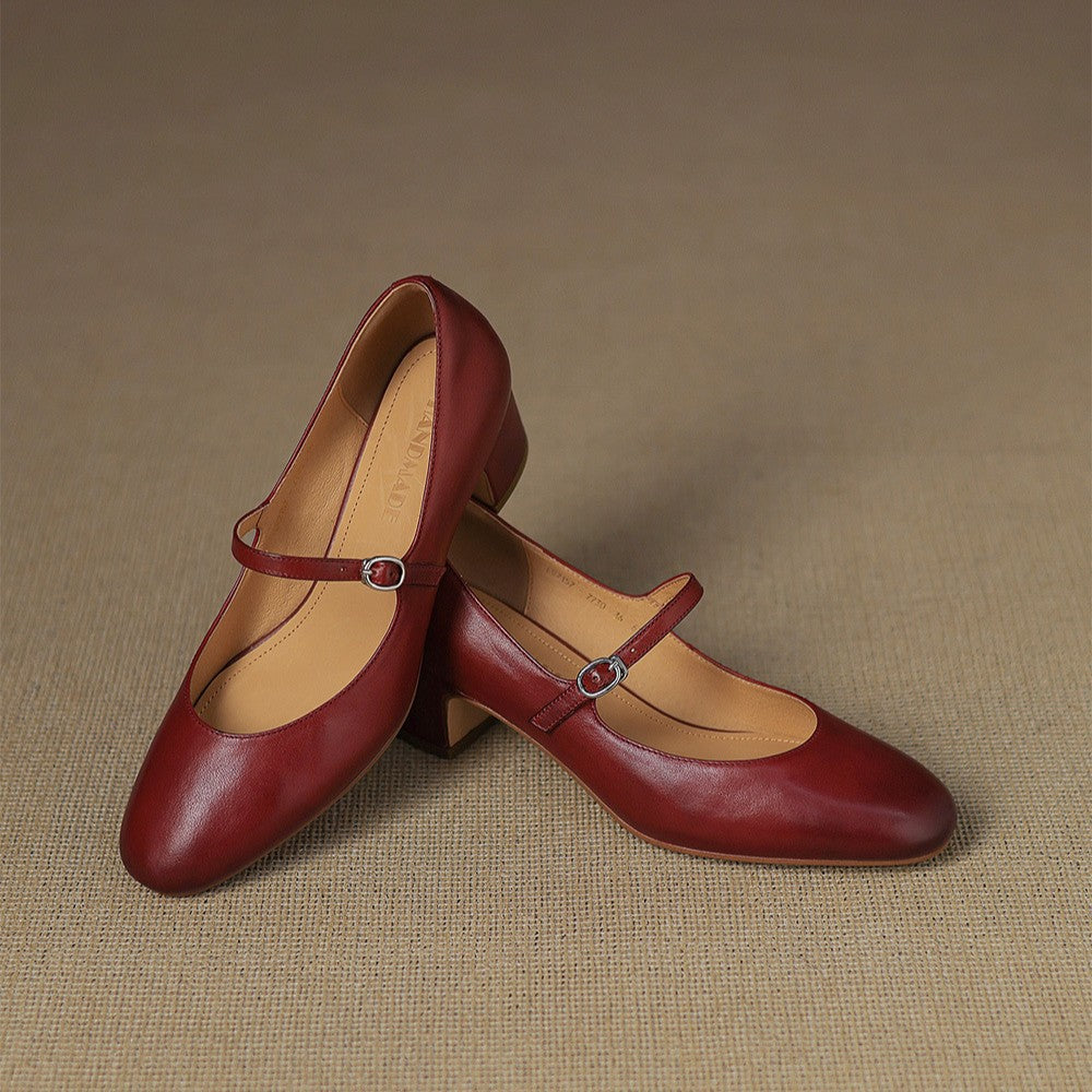 Women's Leather Block Heels