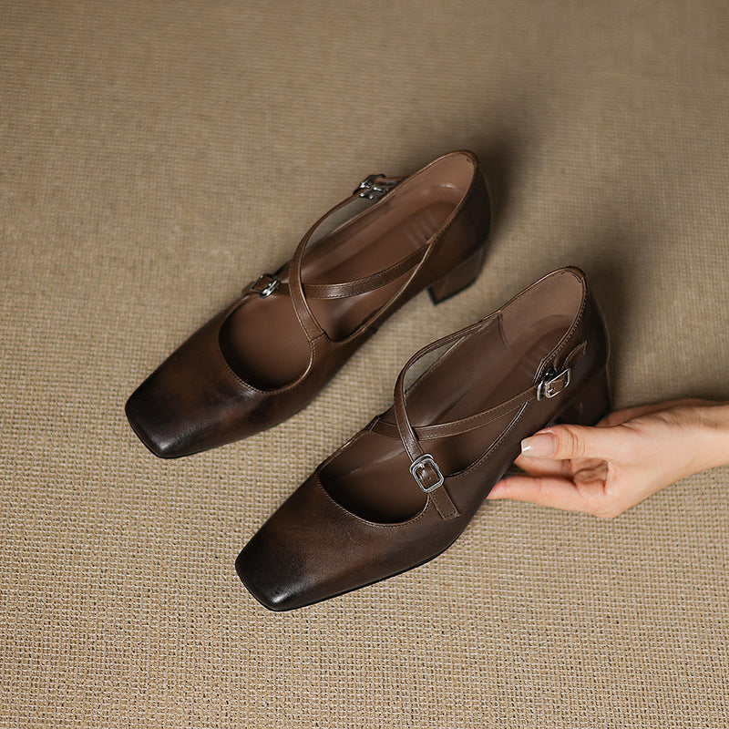 Women's Leather Kitten Heels
