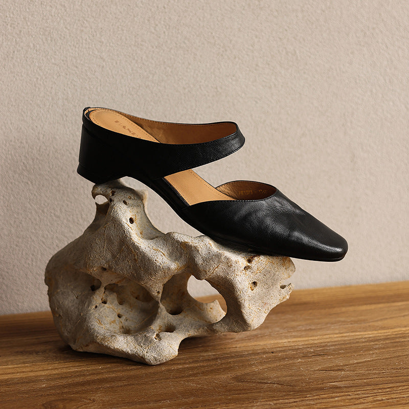 Women's Square-Toe Leather Mules