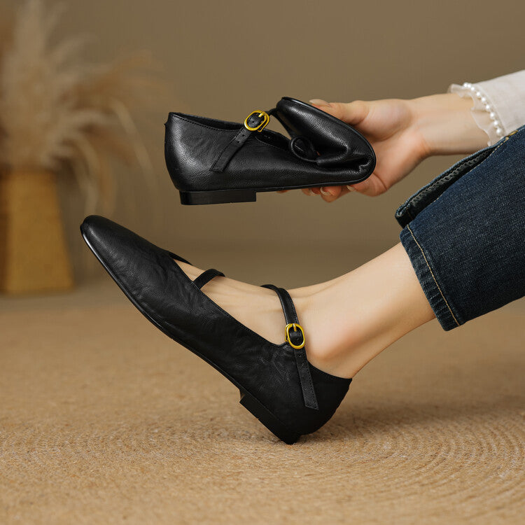 Women's Strap Leather Mary-Jane