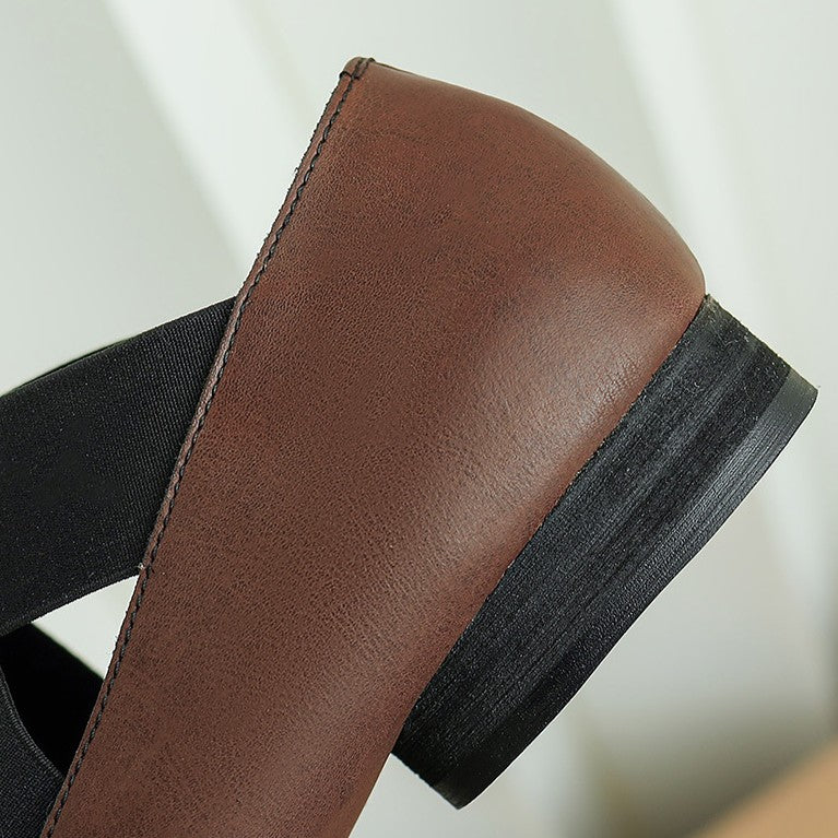 Women's Square Toe Leather Ballets