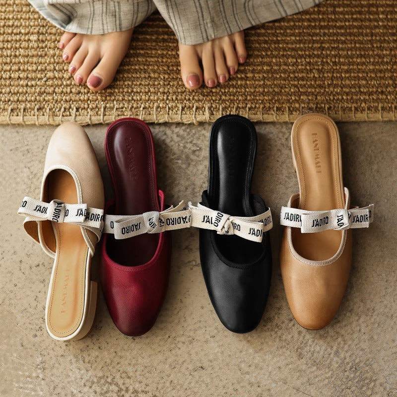 Women's Bow Leather Mules