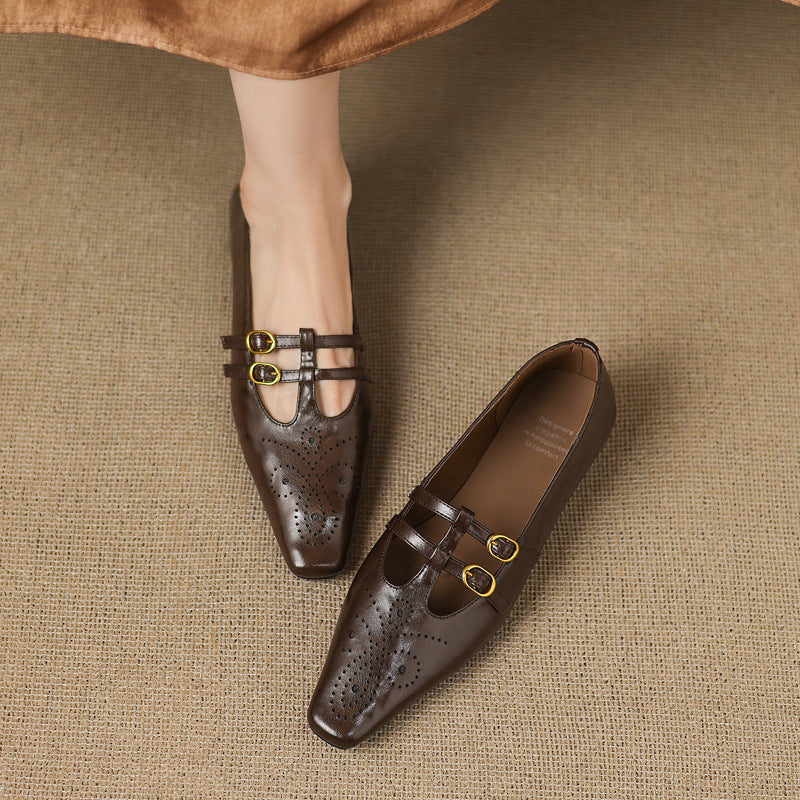 Avonley™ | Brogued Double-Strap Mary Jane Flat