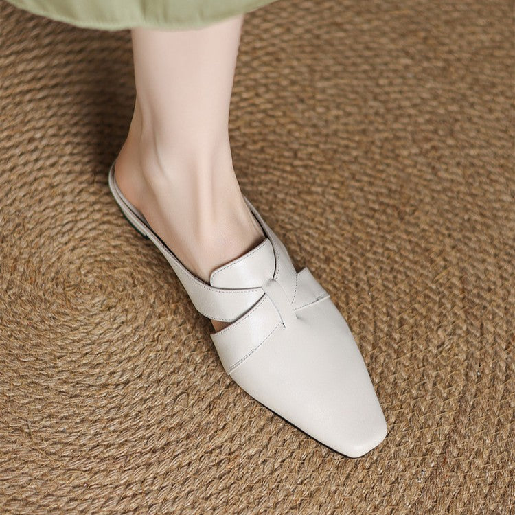 Women's Cross Leather Mules