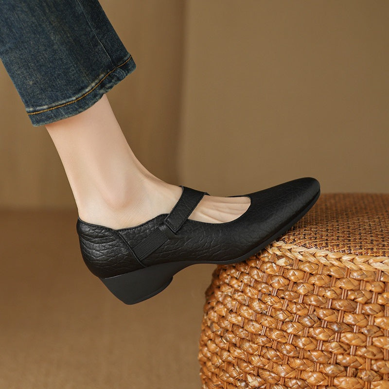 Women's Leather Mary-Jane Heels