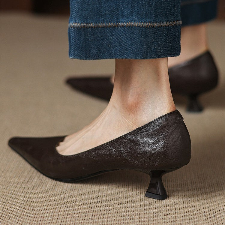 Women's Leather Low Pumps
