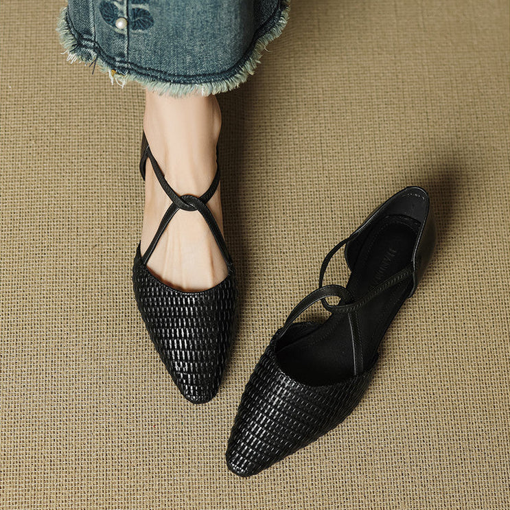 Orvana™ | Woven T-Strap Pointed-Toe Flats