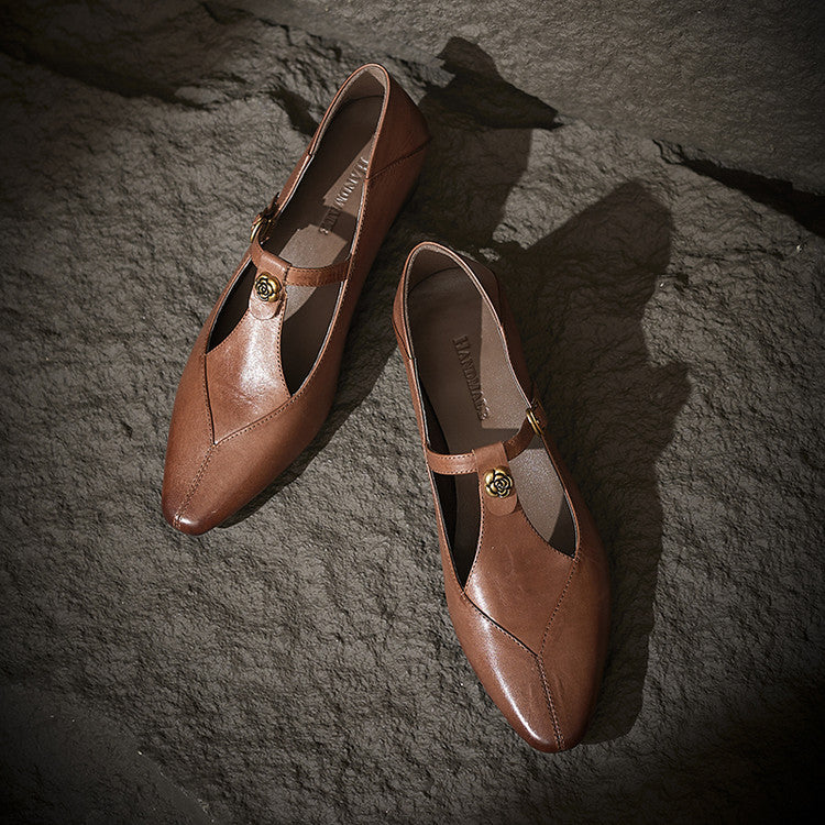 Women's T-Bar Leather Pumps