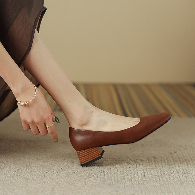Women's Square Leather Pumps