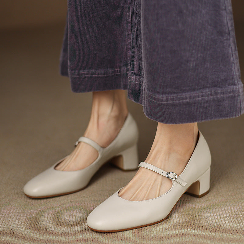 Women's Leather Block Heels