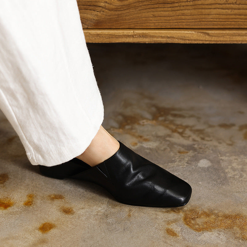 Women's Square-Toe Leather Mules